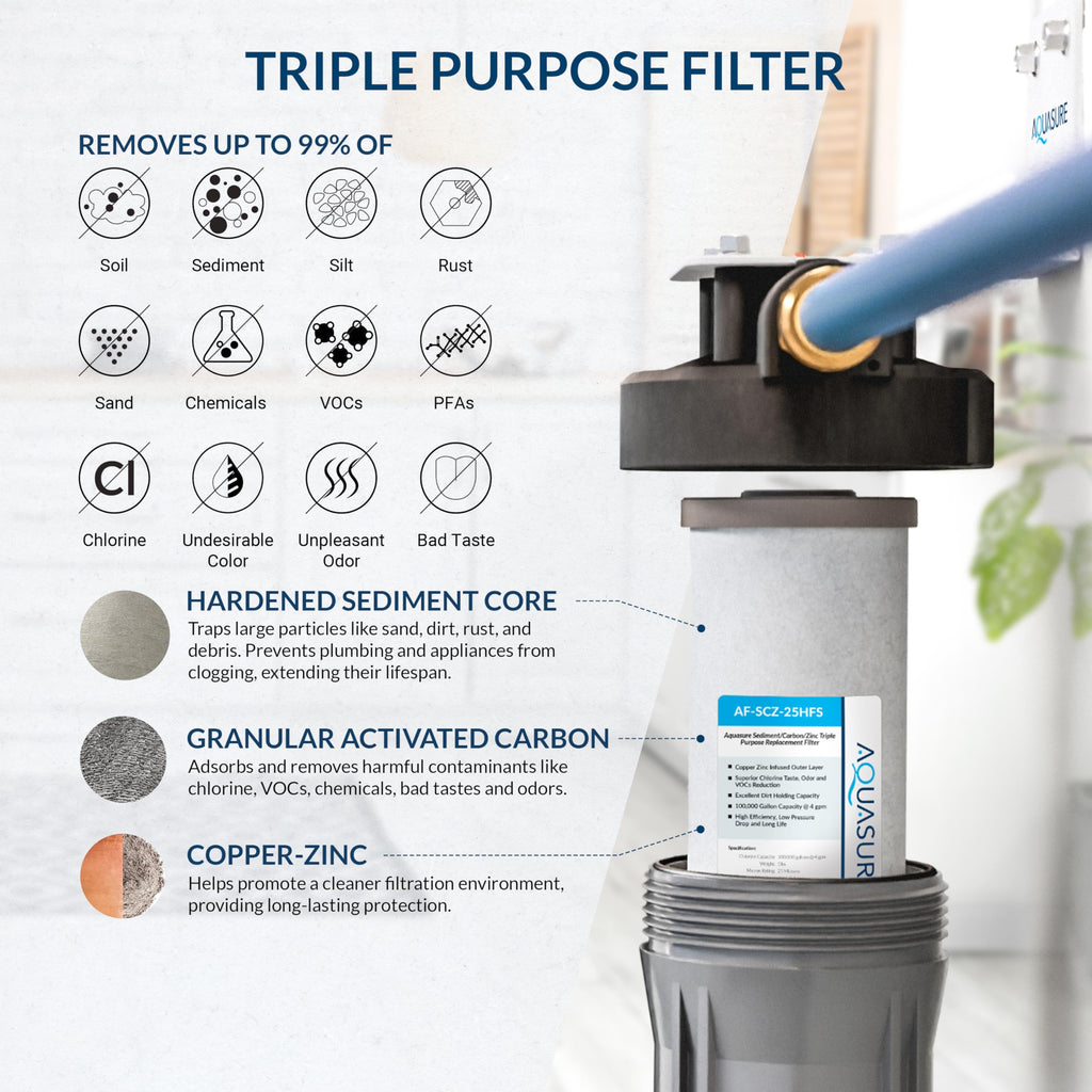 Fortitude V2 Series Sediment/Carbon/Zinc Bacteria Inhibiting Triple Purpose Replacement Filter - Standard (Sediment/Carbon/Zinc, Standard)
