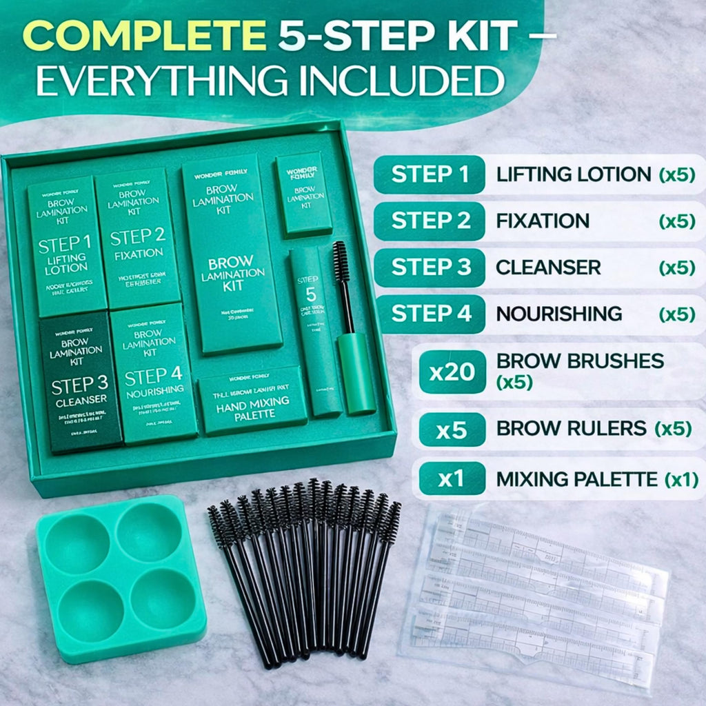 Brow Lamination Kit and Tint Ready System – Professional Eyebrow Lamination Kit for Women, At Home Brow Lift Kit with Perm, Eyebrow Tinting Kit Compatible, Brow Shaping Tools, Rulers, Brushes & Serum