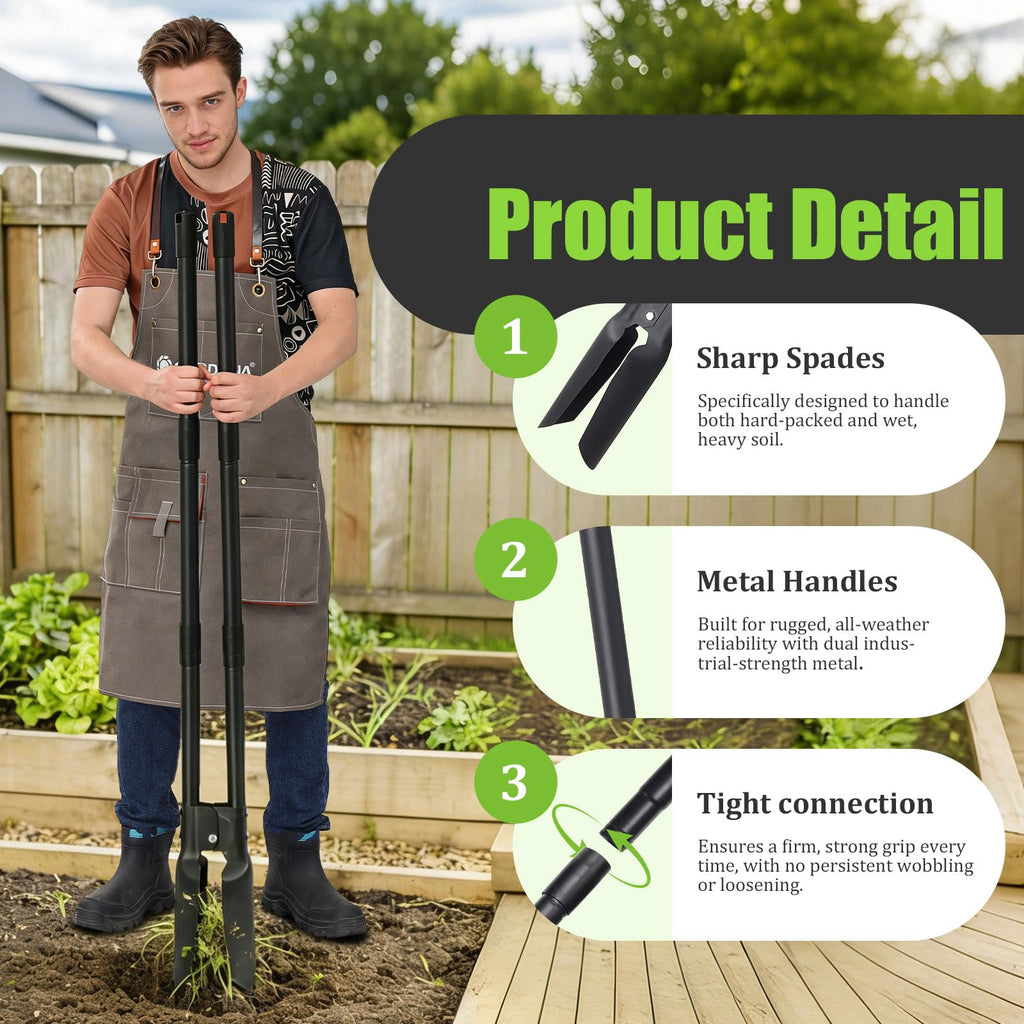 REILEIHODE Post Hole Digger 4.5FT Heavy Duty Hole Digger with Dual Sharp Blades Professional Manual Hole Digger Tool for Gardening Transplanting Fence Installation Construction