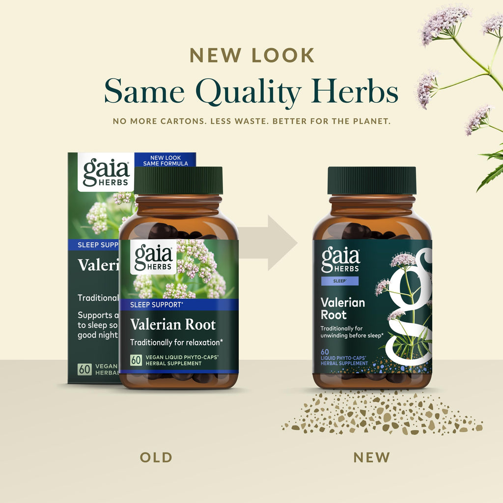 Gaia Herbs Valerian Root - Support for Calm & Relaxation to Prepare for Sleep* - with Valerian Root Extract - 60 Vegan Liquid Phyto-Caps (30 Servings)