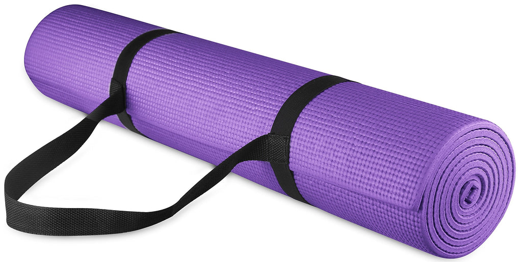 Fitvids 1/4-Inch High Density Thick Non Slip Yoga Mat with Knee Pad and Carrying Strap for Workout, Pilates, Gym Home Exercise, Purple