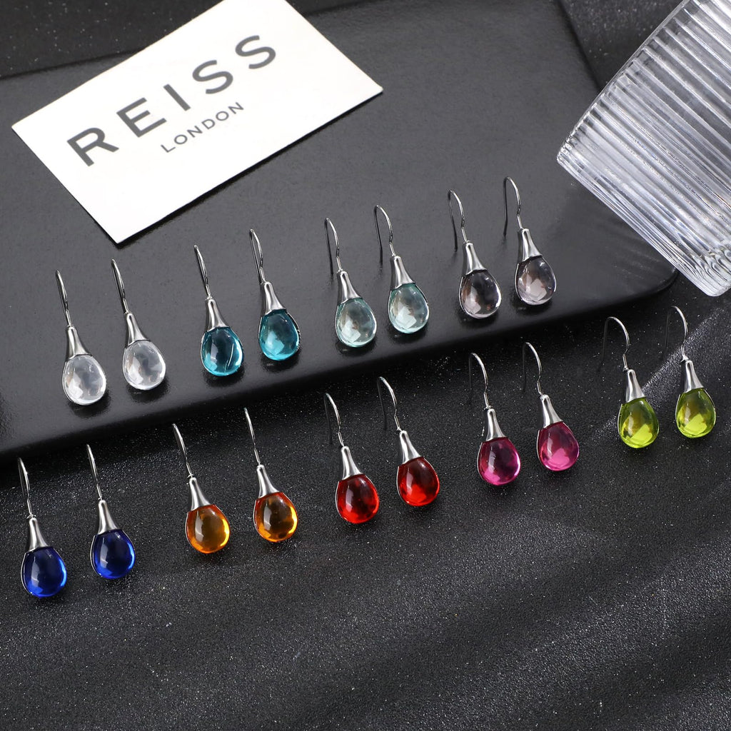 Dangle Earrings for Women Trendy Silver Teardrop Drop Colorful Jewelry Set
