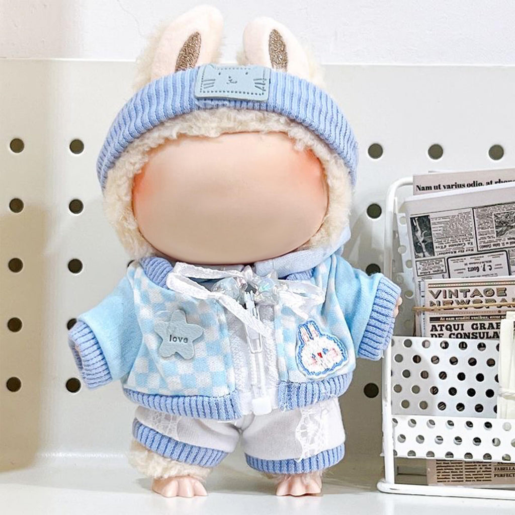 GerdfeiTawtab Clothes Fit for 17CM Doll, Fashion Doll Clothes Outfit Set Cute Theme Designer Toys Dress Accessories for Collector Fans Display (Light Blue Grid)