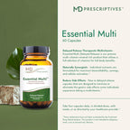 MD Prescriptives - Essential Multi (Delayed Release) - Multivitamin Mineral Complex Supplement for Enhanced Hormone Support - 60 Capsules