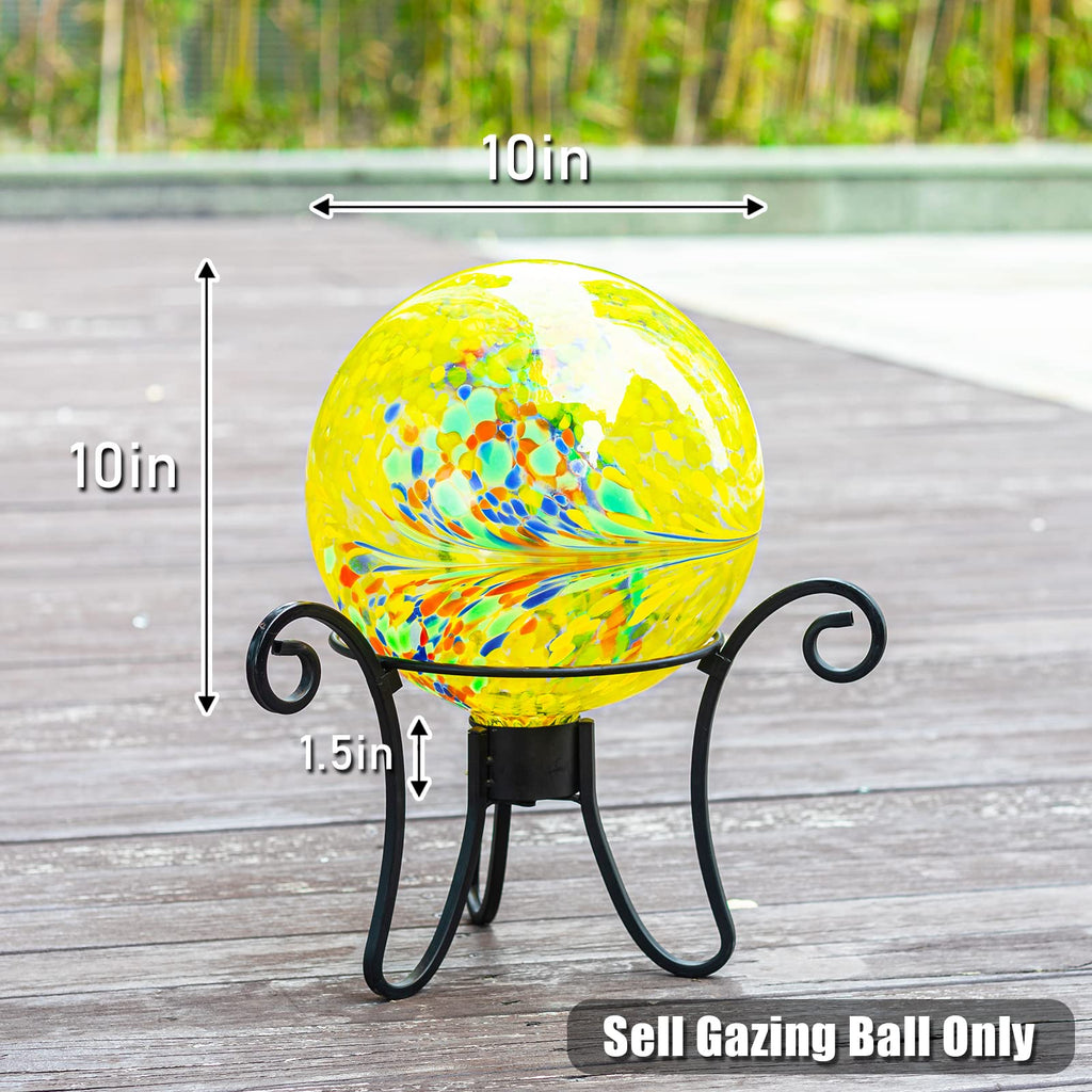 VCUTEKA Gazing Ball, Glass Gazing Balls Garden Globe Decor 10" Yellow