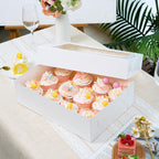 Moretoes 40pcs 14x10x4in Quarter Sheet Cake Boxes, Bakery Boxes with Window