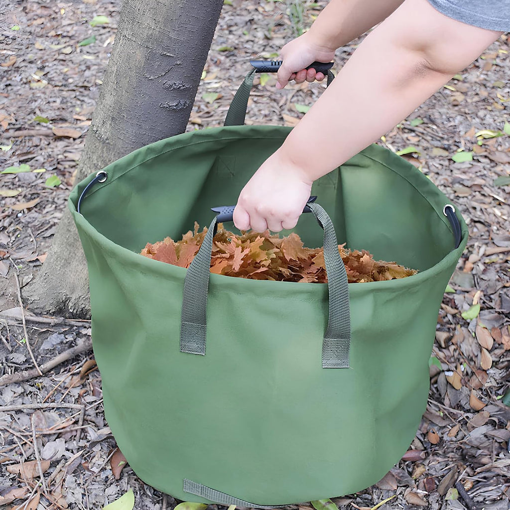 ELK 33-Gallon Non Self-Standing Multipurpose Garden Leaf Waste Bag - Durable Canvas for Yard Cleaning, Harvesting, and Storage - Heavy Duty with Rubber Handles and PVC Elastic Bone - 22" W x 18" H