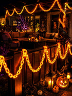 Battery Halloween Chain Lights, 10 FT 160 LED Orange Light-Up Plastic Timer