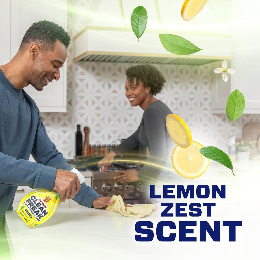Mr. Clean Clean Freak Multi Surface Cleaning Spray, Deep Cleaning Mist Starter Kit and Refill Bundle, Lemon Zest Scent, 64 fl oz