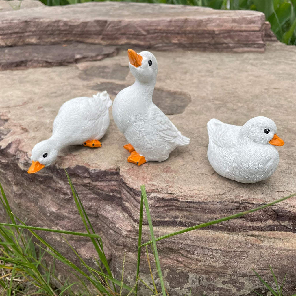 3PCS Duck Statues Resin Ducks Outdoor Garden Yard Porch Duck Pond Decor
