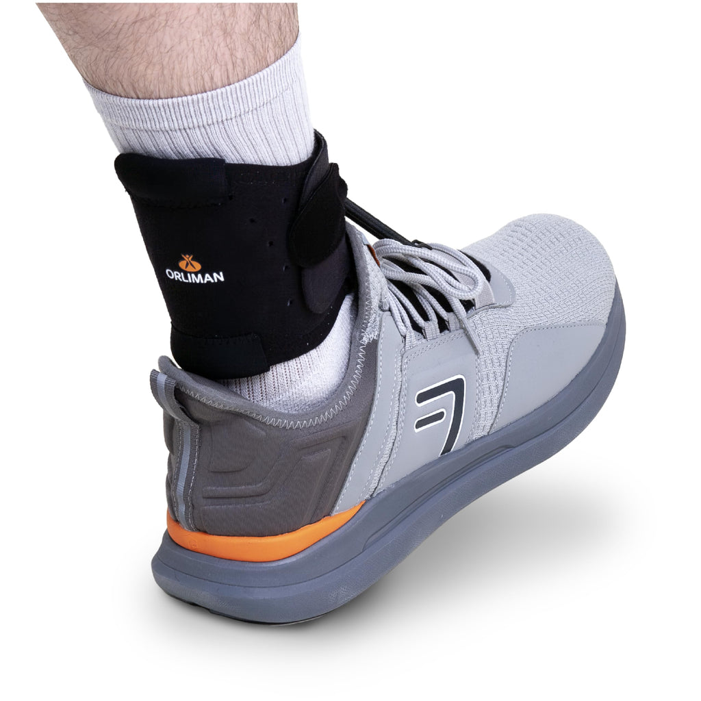 Boxia Drop Foot Support – Class 1 AFO Brace for Flaccid Paralysis/Foot Drop | Discreet Shoe-Compatible Design, Adjustable Strap | Adult Unisex Black Large