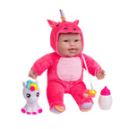 JC Toys Lots to Cuddle Babies 12-inch Small Soft Twin Baby Dolls Unicorn Theme| Washable | Pink and Blue | Includes Play Unicorns, Bottles, Pacifiers| for Children 12 Months +