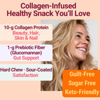 High-Fiber Keto Snacks, Healthy Snacks for Adults, Collagen Protein Keto Snack, Healthy Fiber Snack Gummies, Gluten Free No Sugar Low Calorie Low Carb Fat Free Gummy Candy, Bovine Collagen Peptides