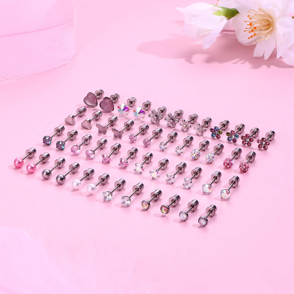 YADOCA 24Pairs Hypoallergenic Earrings for Girls Women Flat Back Earring