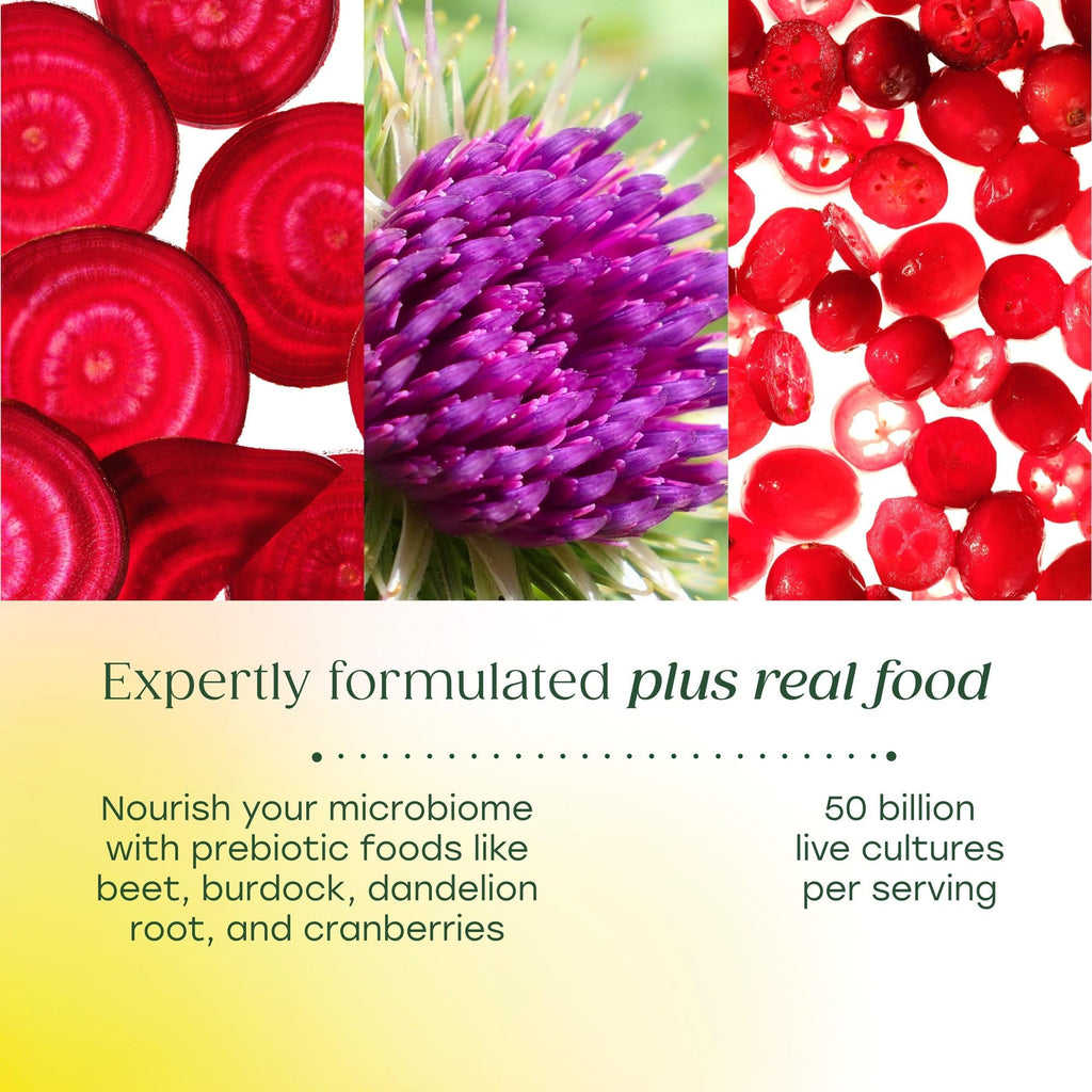 MegaFood MegaFlora Probiotics and Prebiotics for Women with 14 Strains & 50 Billion CFUs, Cranberry, Digestive Health, Vegetarian, Prebiotics and Probiotics for Women - 60 Capsules (30 Servings)