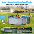 Vidoya Pool Shade Set for 11-16 Ft Above Ground Pools - UV-Resistant Shade Sail Triangular 10'x10'x10' with Storage Tray, Outdoor Sun Shade Canopy with Poles for Deck, Patio, Garden, Pool Accessories