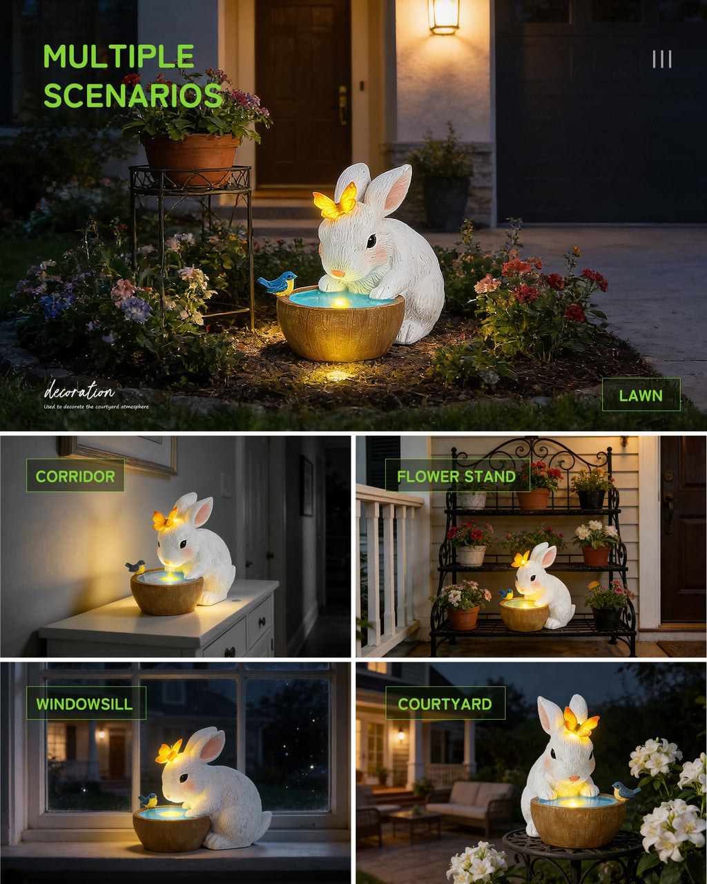 Minyii Solar Bunny Garden Outdoor Statues Decor - Birthday Gifts for Mom