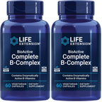 Life Extension Bioactive Complete B-Complex, Heart, Brain and Nerve Support, Healthy Energy, Metabolism, Complete B Complex, 60 Vegetarian Capsules (Pack of 2)