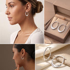 LeCalla 925 Sterling Silver Hoop Earrings | Lightweight Classic Small Oval Shrimp Hoops Earring for Women - 25MM