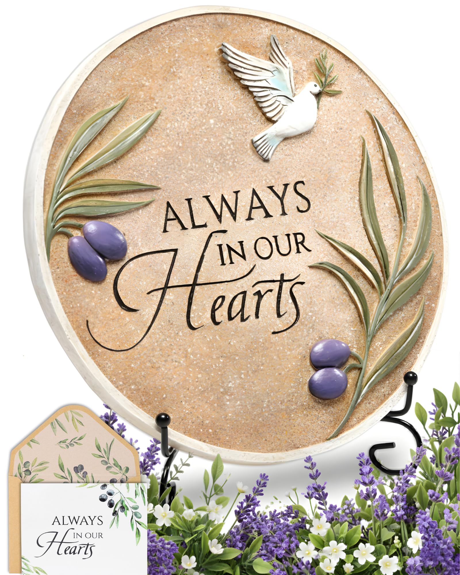 Stunning Garden Memorial Stone with Stand & Sympathy Card (10" Size)