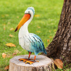 Ratuor Pelican Statues Metal Garden Decor Coastal Blue Heron Yard Art Sculpture Ornament for Backyard Porch Patio Pond Decor