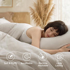 Bedsure Queen Comforter Set, Prewashed Bedding Beige