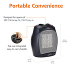 Amazon Basics Ceramic Space Heater, Portable Indoor Heating Solution, With Overheat and Tip-Over Protection, Thermostat, Non-Oscillating, 1500W, 7.52"D x 6.34"W x 9.45"H, Black