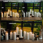 Nimiko Flickering Flameless LED Candles,Battery Operated Candles 24 Pcs with Embedded Star String,Acrylic LED Pillar Candles with Remote,Suitable for Home Decoration to Create an Atmosphere (White)