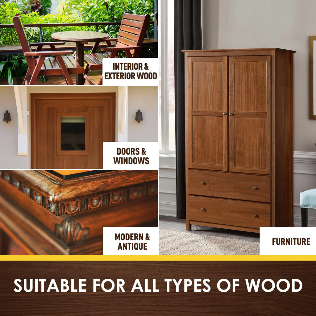 DWIL Water Based Wood Stain - Multiple Finishes, Fast Drying, Indoor and Outdoor Furniture, Wood Paneling, Cabinets and More, Low Odor ＆ Non-Toxic (8.5oz Black Walnut)-with Tools