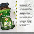 Irwin Naturals Longer, Stronger Hair and Nails - Promotes Vibrant Shine Texture & Strength - 60 Liquid Softgels