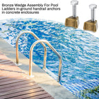 MorningRo 4 Pcs Pool Ladder Anchors Bronze Wedge Assembly Swimming Pool Stair Rail Anchor with Bolt Compatible with Perma Cast 3", 4" Hand Rail Anchors Sockets Ladder Parts Brackets