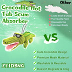 ZYIDBNG Crocodile Hot Tub Scum Absorber Reusable Washable Hot Tub Sponge Scum Absorber for Spa Hot Tub Oil Scum Absorber Hot Tub Accessories for Adults (2 Pack, Crocodile)