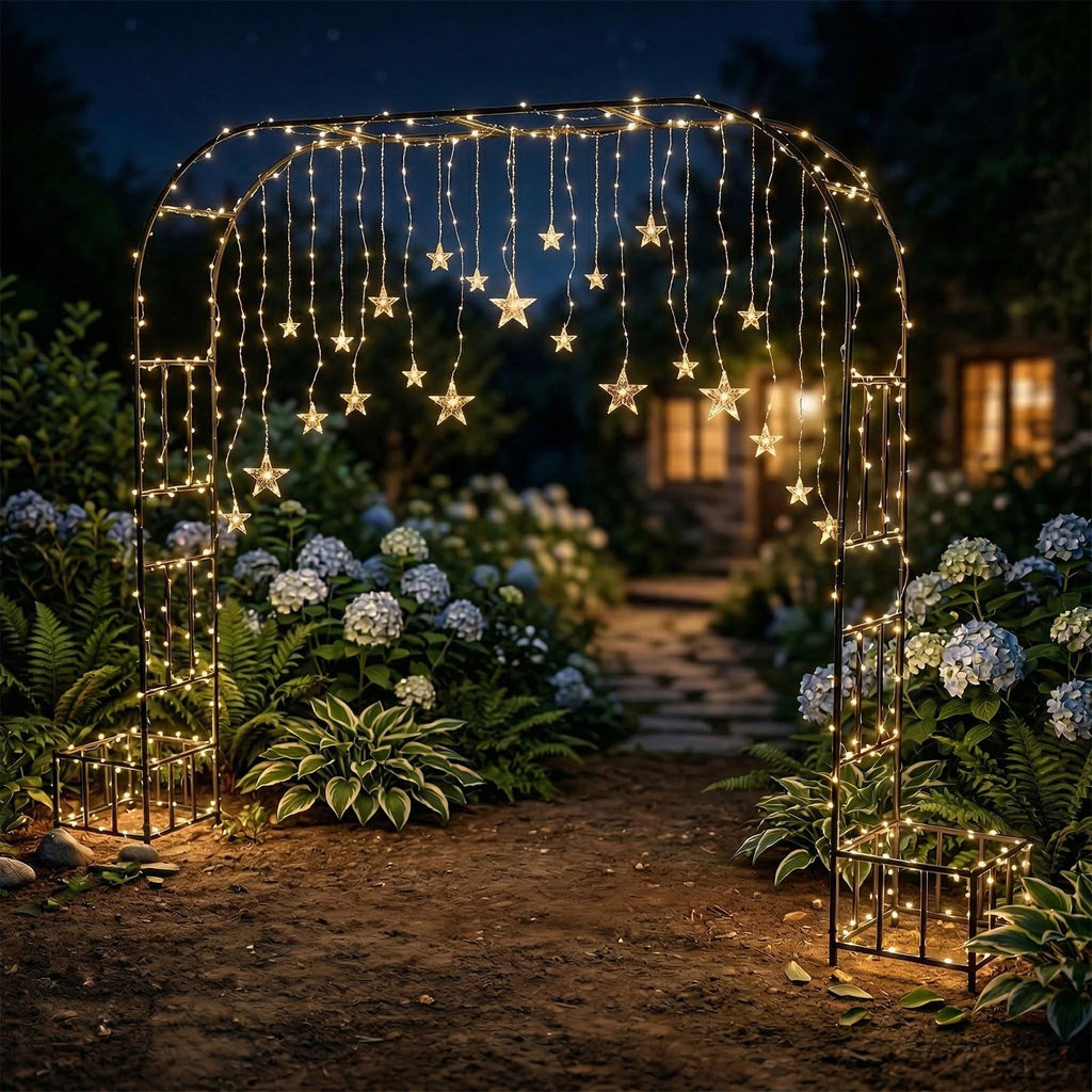 GARDFANCY Garden Arch with Planter Boxes, Metal Arbor Trellis for Climbing Plants Outdoor, Heavy Duty Iron Archway for Wedding Ceremony Party Backyard Lawn Patio Decor, Black