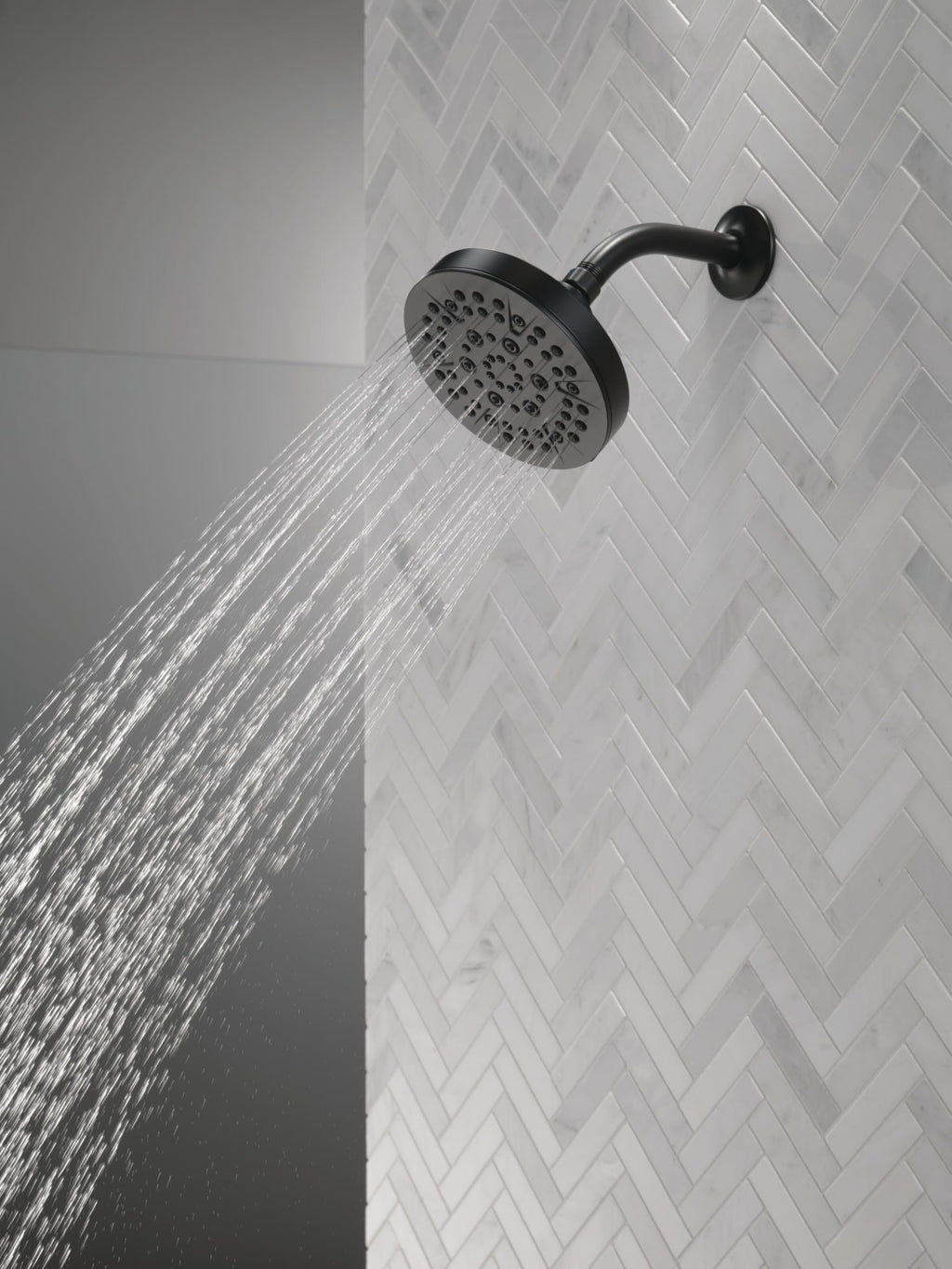 Delta 6-Setting Matte Black Shower Head with High Pressure Spray, 6 Inch Round Shower Head, Showerheads, 1.75 GPM Flow Rate, Matte Black 52535-BL