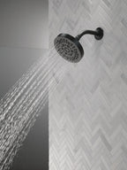 Delta 6-Setting Matte Black Shower Head with High Pressure Spray, 6 Inch Round Shower Head, Showerheads, 1.75 GPM Flow Rate, Matte Black 52535-BL