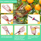 Qiullen 13 FT Extendable Fruit Picker Pole Tool Adjustable Long Handle Fruit Picker Metal Basket Fruit Grabber Tool with Protective Foam Pad Stainless Steel Garden Picker Tool for Apple Mango Lemon