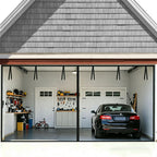 FEGO Garage Door Screen 16x7FT, Magnetic Screen Door with Retractable Fiberglass Mesh and Heavy Duty Weighted Bottom, Easy Assembly&Pass, Hands Free w/ 40 Magnets for 2 Car Garage/Patio/Small Shop