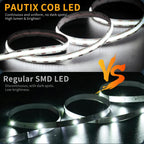 PAUTIX 5V USB LED Strip Light 6.56ft/2m, 640LEDs 1200lm Dimmable COB LED Strip 6000K Daylight White CRI90+ USB Powered Backlight for Sewing Machine,Mirror, Cabinet, Wardrobe, DIY Lighting Project