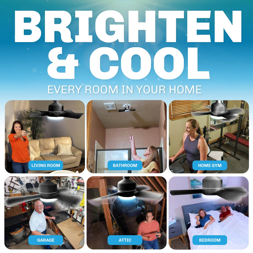 Bell+Howell Socket Breeze Socket Fan Light with Remote, Portable Small Ceiling Fans with Lights for Bedroom, Kitchen, Living Room, Ceiling Fan with Light 3500K, 1000 Lumens, Screws into E26/E27