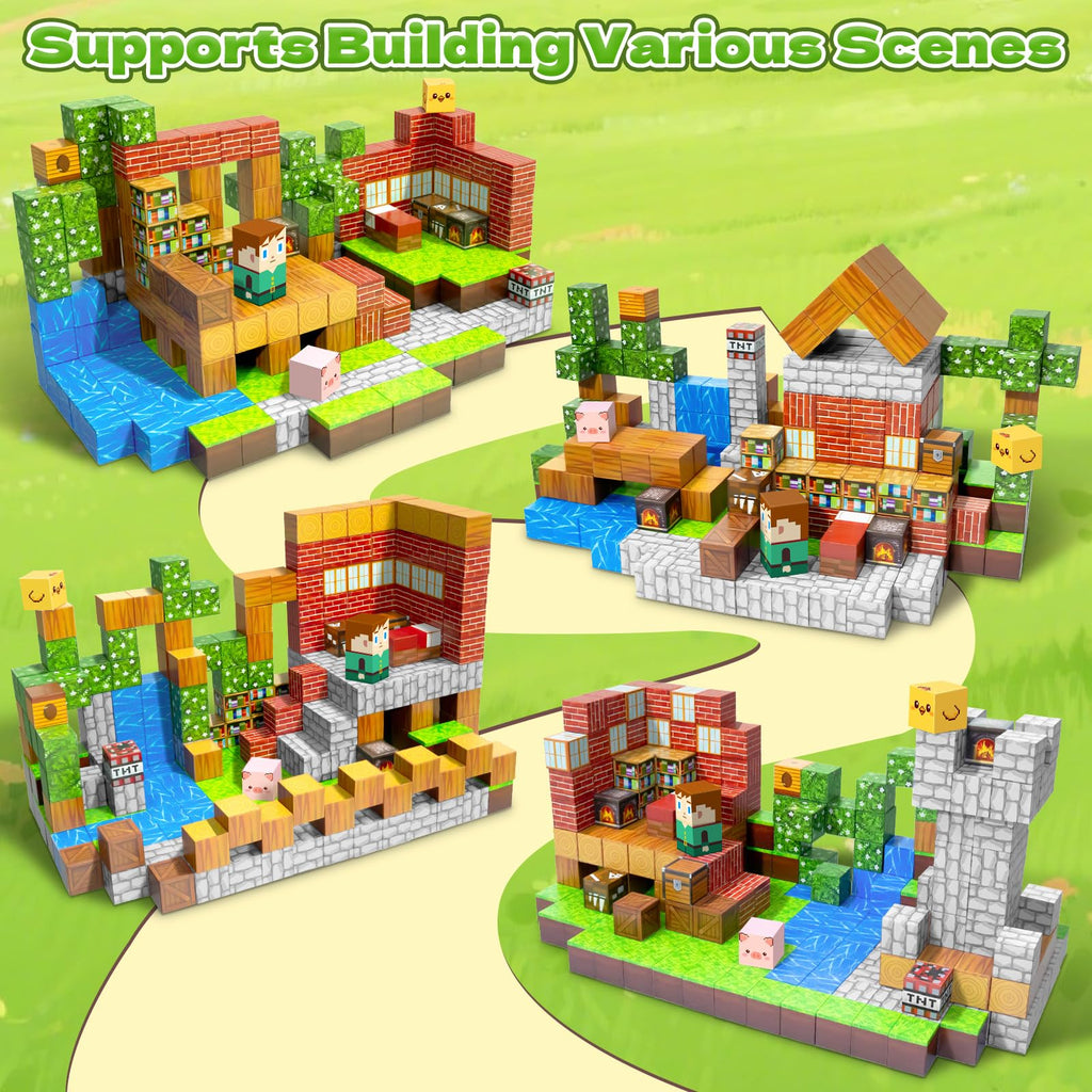 MUUHU 300PCS Magnetic Blocks - 0.8" Magnetic Building Blocks for Kids