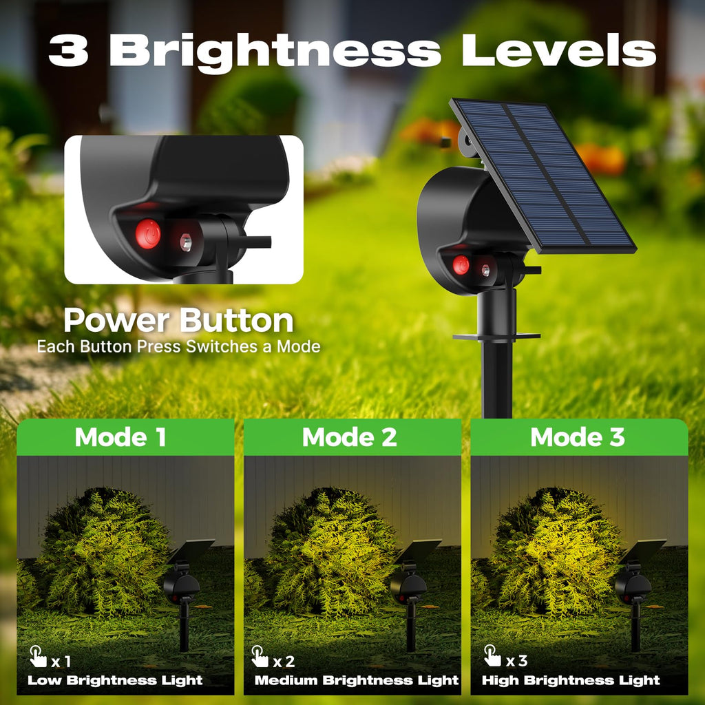 nipify 4 Pack Solar Lights Outdoor Waterproof, 53 LED Solar Spot Lights with 3 Modes Landscape Spotlights for Outside Garden Yard Trees, Warm White