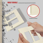 ENERLITES Screwless Decorator Wall Plates Child Safe Outlet Covers, Size 2-Gang 4.68" H x 4.73" L, Polycarbonate Thermoplastic, SI8832-LA-10PCS, Glossy, Light Almond (10 Pack)