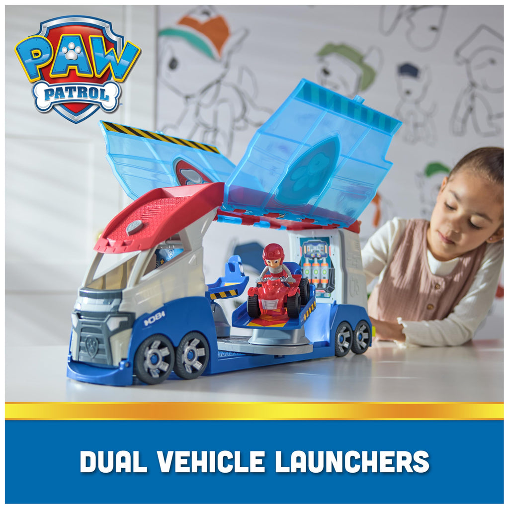 Paw Patrol, Transforming PAW Patroller with Vehicle Launchers, Lights & Sounds, Ryder Action Figure & ATV Toy Car, Kids Toys for Boys & Girls Ages 3+