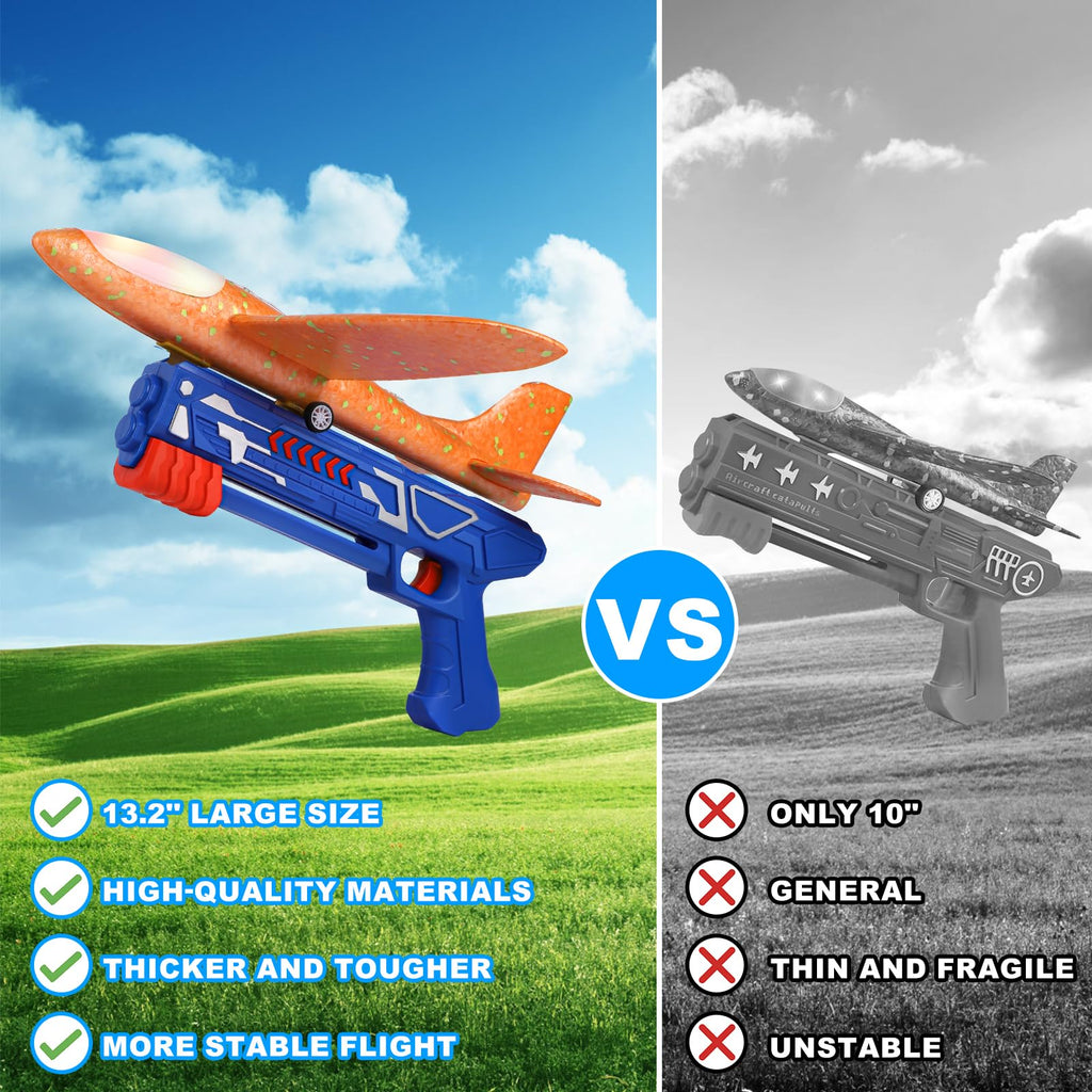 Fuwidvia 3 Pack Airplane Launcher Toys, 13.2 in LED Foam Glider Kids 4-12
