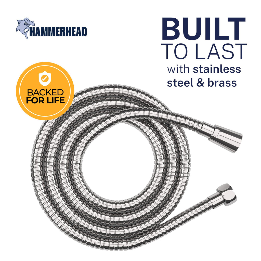 HammerHead Showers Solid Metal Shower Hose Attachment for Showerhead, Extra-Long 72-Inch Universal Replacement Hose for Hand held Shower, Chrome