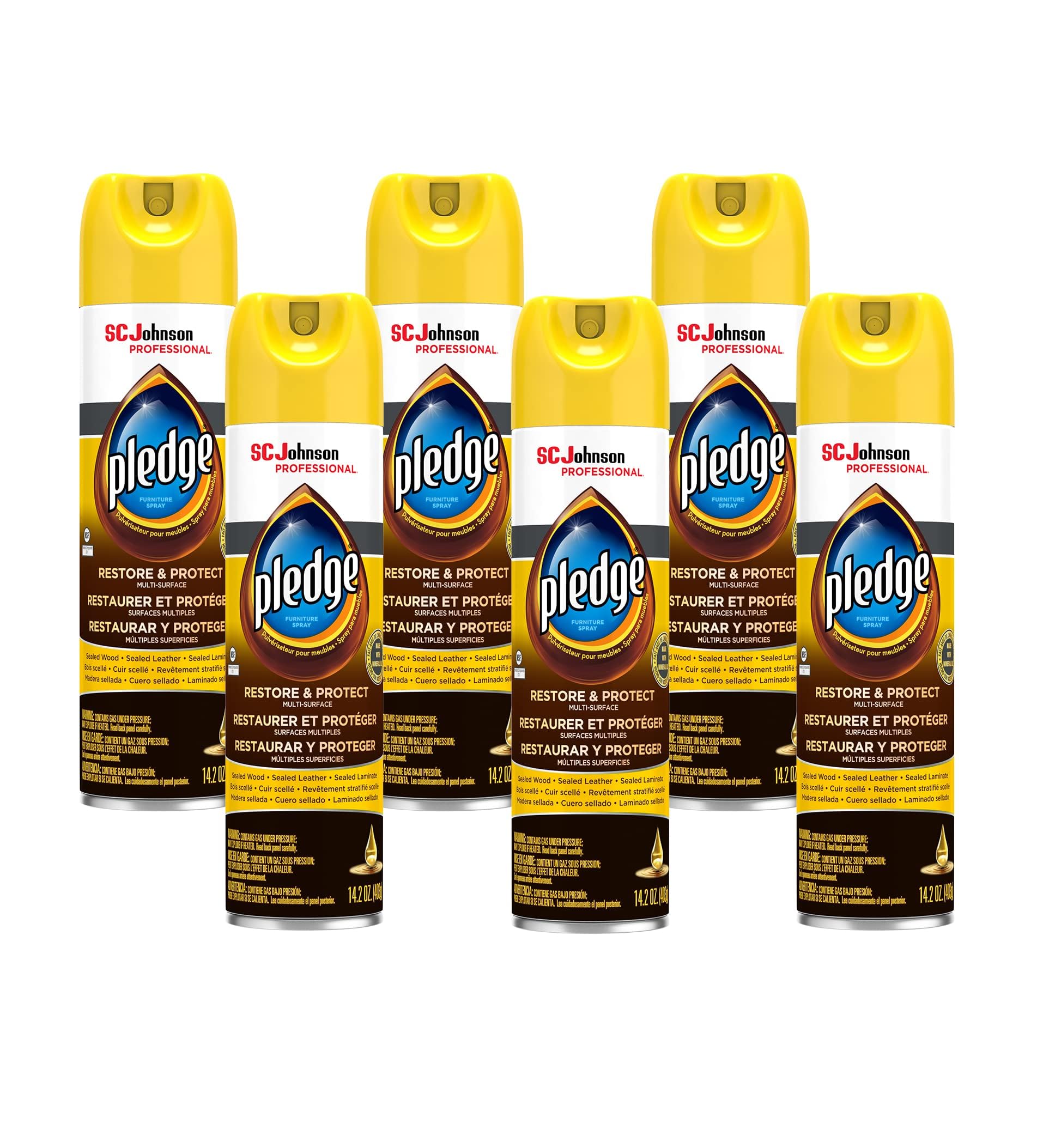 SC Johnson Professional, Pledge Revive It, Moisturizes and Revitalizes Surfaces, Aerosol, 14.2 Oz (Pack Of 6)