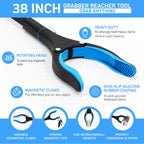 38" Extra Long Grabber Reacher Tool – 3 Pack Foldable Reacher Grabber Pickup Tools with 360° Rotating Jaw & Magnet - Heavy Duty Pick Up Grabbers for Seniors, Trash, Surgery Recovery (Orange Blue Pink)