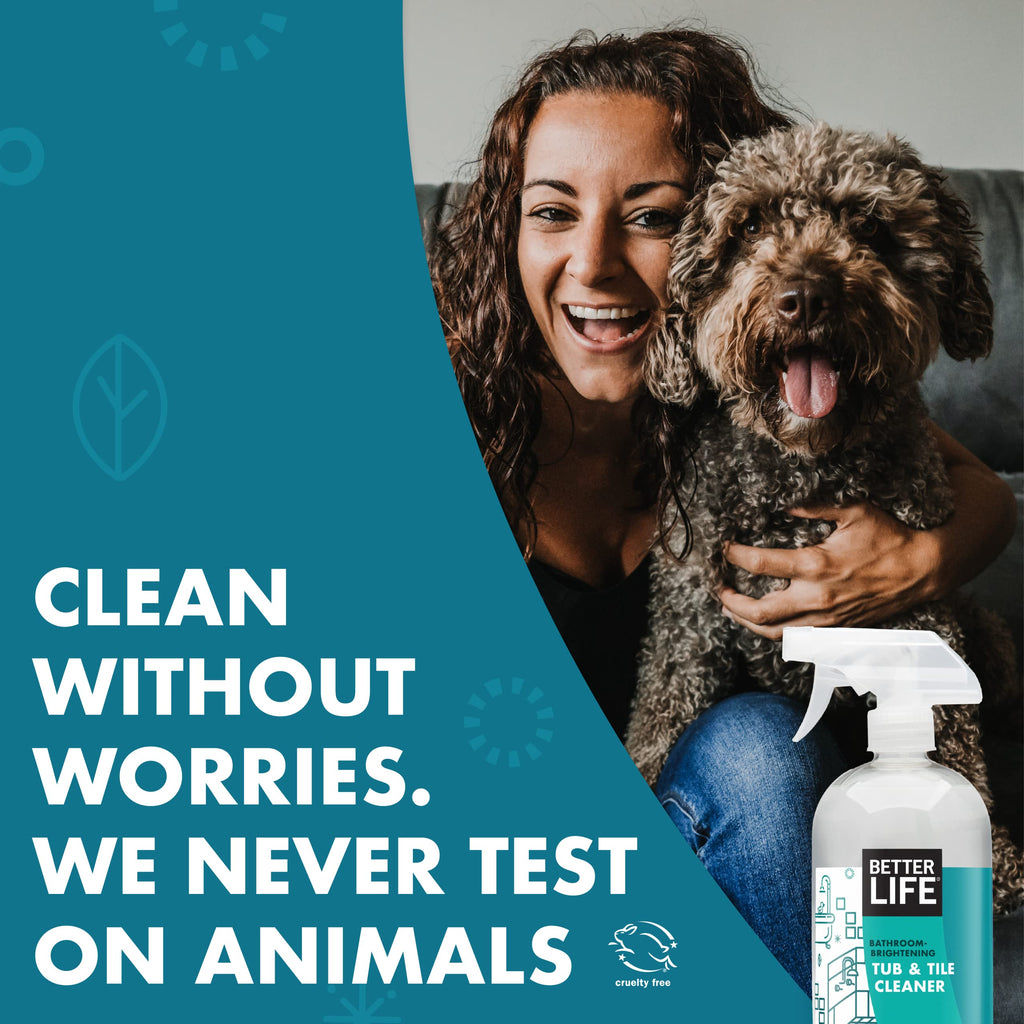BETTER LIFE Bathroom Cleaner - Tea Tree Bathtub & Shower Cleaner Spray for Glass and Tile - Foaming Mold and Mildew Remover for Tub Works on Hard Water Stains - 1 Gal Refill