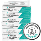 Extra Strong Denture Adhesive Cream, 12 Hour Hold Dental Glue, Waterproof, Zinc & Fluoride Free, Easy Apply Nozzle, Seals Food Out for Comfort, Mint Flavor (6 Pack, 8.4 Fl Oz)