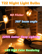 LED Night Light Bulbs E12 Salt lamp Bulb 2w 200lm, 15W-20W Equivalent, 2200k Warm Amber Sleep Light Bulb,T22 E12 Candelabra Base for String Light Decorative Bulb Chandeliers Bedside Bulbs (4Pack)